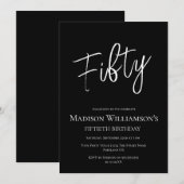 Minimale 50e verjaardag voor zwart-wit kaart (Voorkant / Achterkant)