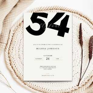 Minimale 54ste verjaardagsuitnodiging - Vet Typo Kaart