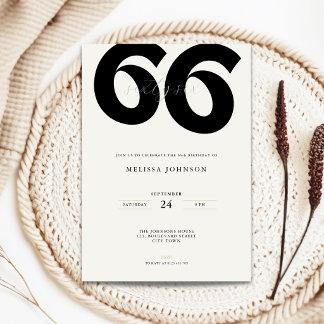 Minimale 66e verjaardagsuitnodiging - Vet Typo Kaart