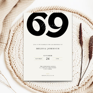Minimale 69e verjaardagsuitnodiging - Vet typo Kaart