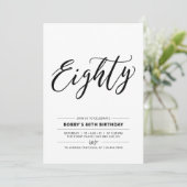Minimale 80e verjaardag zwart-wit kaart (Staand voorkant)