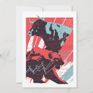 Minimale aandelenmarkt stier beer grafiek kaart