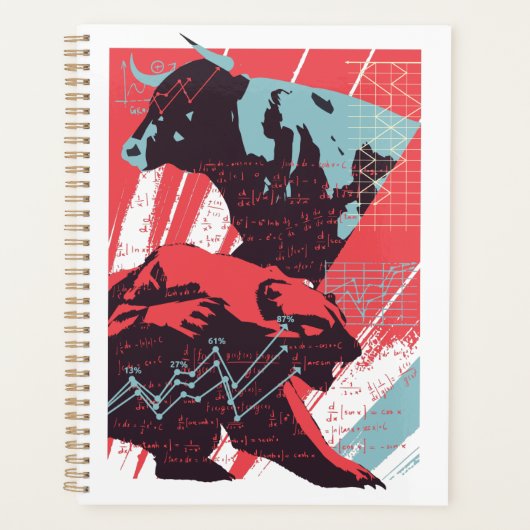 Minimale aandelenmarkt stier beer grafiek planner (Voorkant)