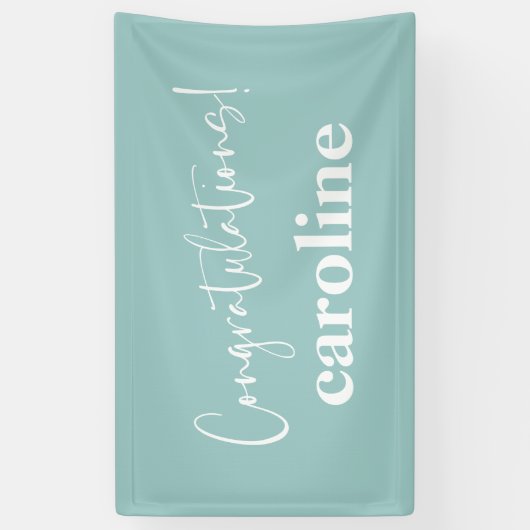 Minimale aangepaste Aqua Blue-scripts Spandoek (Verticaal)