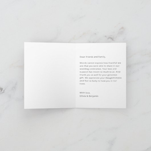 Minimale aangepaste berichtfoto van script gevouwe bedankkaart (Binnen)