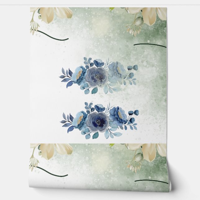 Minimale aangepaste blauwe kleur behang (Afrollen)