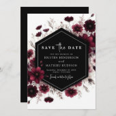Minimale aangepaste Bourgogne bruiloft Save The Date (Voorkant / Achterkant)