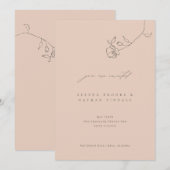 Minimale aangepaste delicate bloemen-huwelijksuitn aankondiging (Voorkant / Achterkant)