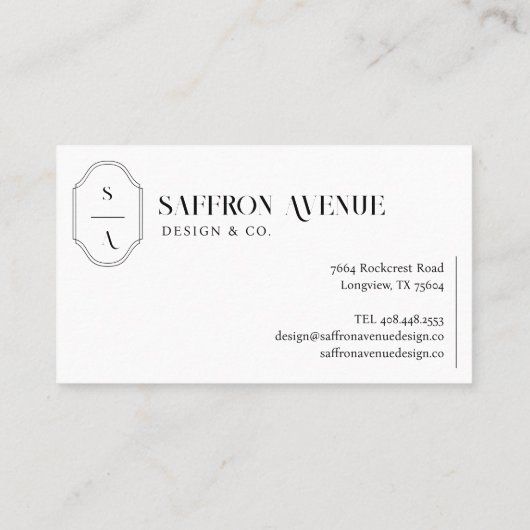 Minimale aangepaste Elegant Monogram Crest Custom  Visitekaartje (Achterkant)