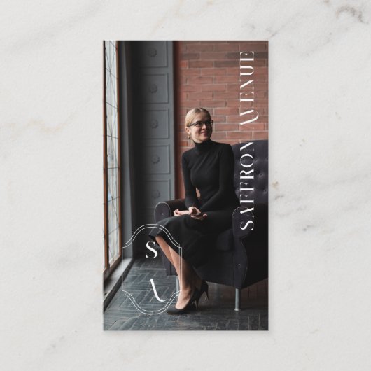 Minimale aangepaste Elegant Monogram Crest Custom  Visitekaartje (Voorkant)