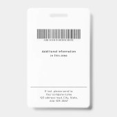 Minimale aangepaste foto- en naamplaatje voor werk badge (Achterkant)