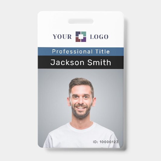 Minimale aangepaste foto- en naamplaatje voor werk badge (Voorzijde)