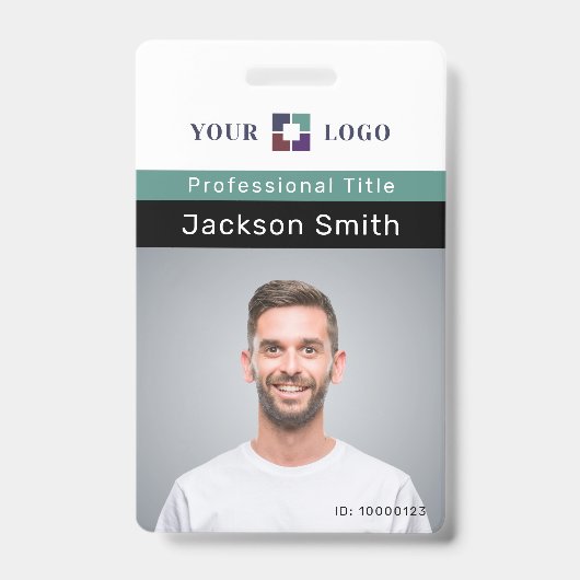 Minimale aangepaste foto- en naamplaatje voor werk badge (Voorzijde)