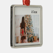 Minimale aangepaste foto met jaar metalen ornament (Rechts)