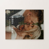 Minimale Aangepaste Foto Trouwpaar & Namen Legpuzzel (Horizontaal)