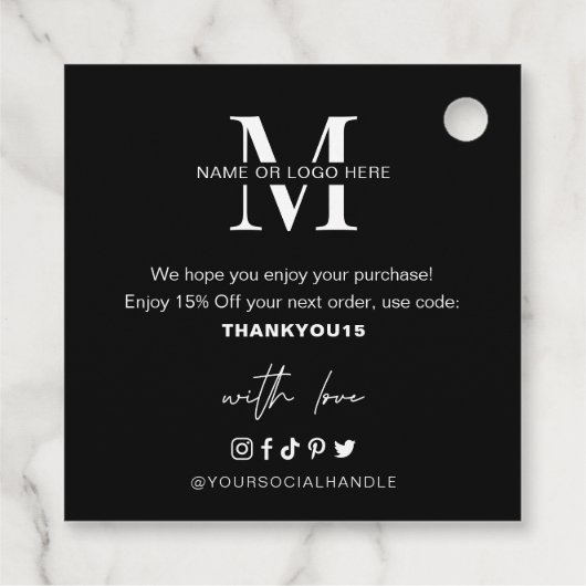 Minimale aangepaste Logo Hartelijk dank voor uw za Bedankjes Labels (Achterkant)