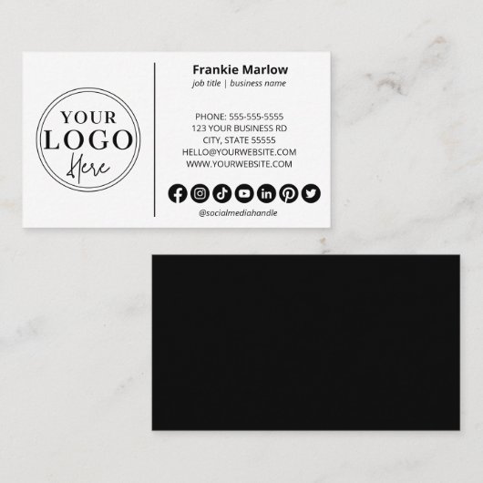 Minimale aangepaste Logo - Moderne sociale mediapi Visitekaartje (Voorkant / Achterkant)