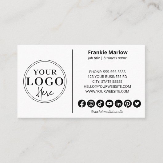 Minimale aangepaste Logo - Moderne sociale mediapi Visitekaartje (Voorkant)