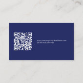 Minimale Aangepaste Logo QR Code Blauw Wit Visitekaartje (Achterkant)