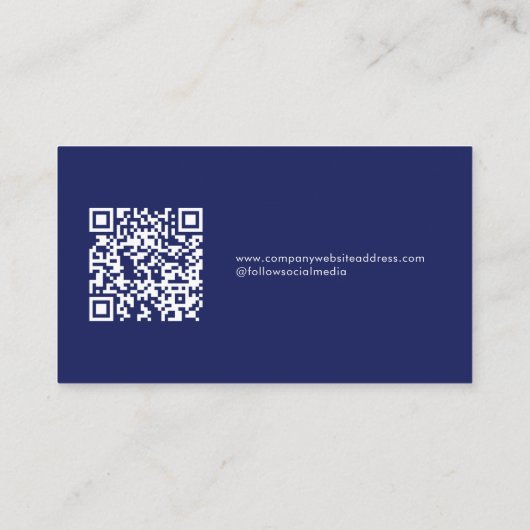 Minimale Aangepaste Logo QR Code Blauw Wit Visitekaartje (Achterkant)
