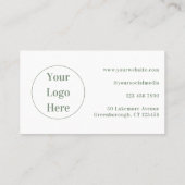 Minimale aangepaste moderne pagina groen wit visitekaartje (Achterkant)