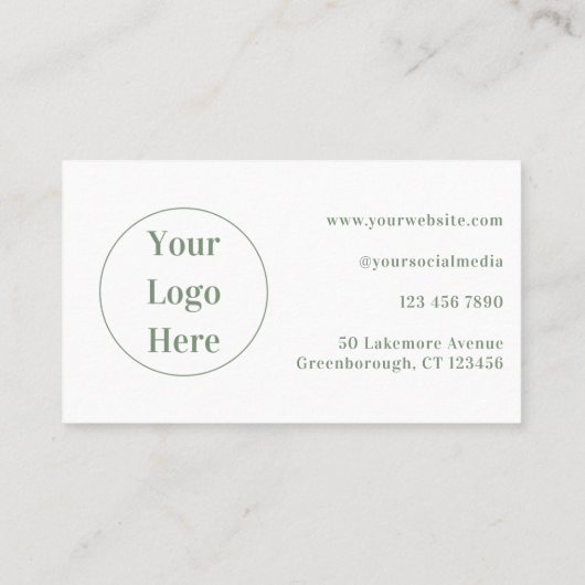 Minimale aangepaste moderne pagina groen wit visitekaartje (Achterkant)
