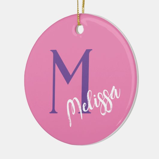 Minimale aangepaste Monogram Kerst Ornament – Roze (Links)
