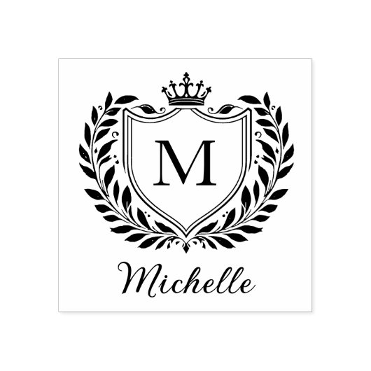 Minimale Aangepaste Monogram Naam Koninklijk Wapen Rubberstempel (Afrduk)