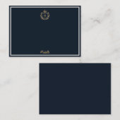 Minimale Aangepaste Monogram Naam Royal Crest Embl Notitiekaartje (Voorkant / Achterkant)