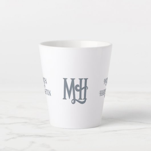 Minimale aangepaste naam en minimalistisch monogra latte mok (Voorkant)