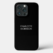 Minimale aangepaste naam tekst monogram zwart Case-Mate iPhone case (Achterkant)