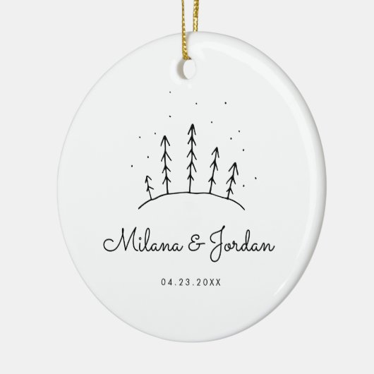 Minimale aangepaste naamnamen Datum Moderne Foto C Keramisch Ornament (Links)