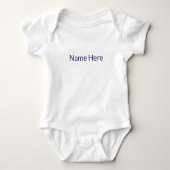 Minimale aangepaste naamtekst blauw wit romper (Voorkant)