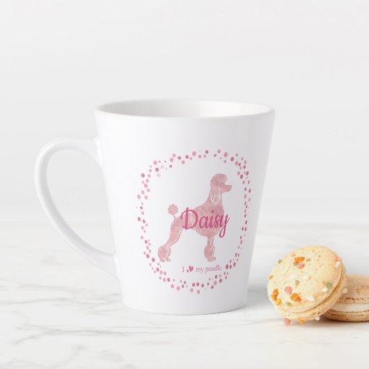 Minimale aangepaste pastelroze poedel silhouet latte mok (In situ)