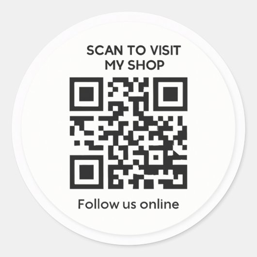 Minimale aangepaste QR-code-bedrijfssticker Ronde Sticker (Voorkant)