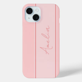 Minimale aangepaste roze iPhone 15 case