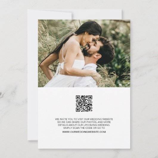 Minimale Aangepaste Script Namen foto Bruiloft web Save The Date (Achterkant)