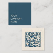Minimale aangepaste standaard blauwe QR-code Vierkante Visitekaartje (Voorkant / Achterkant)