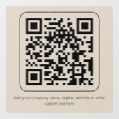 Minimale aangepaste tekst Pastel Creamy Vanilla QR Raamsticker (Vel)