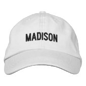 Minimale aangepaste tekst zwart-wit geborduurde pet (Voorkant)