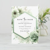 Minimale aangepaste typografie Sage Green Wedding Save The Date (Staand voorkant)