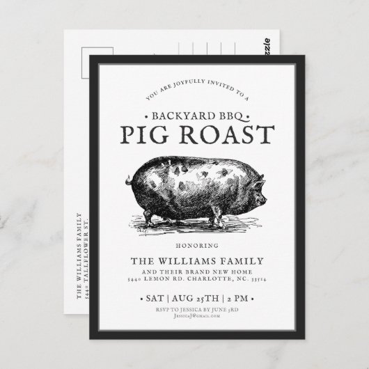 Minimale aangepaste uitnodiging voor pingroast BBQ (Voorkant / Achterkant)