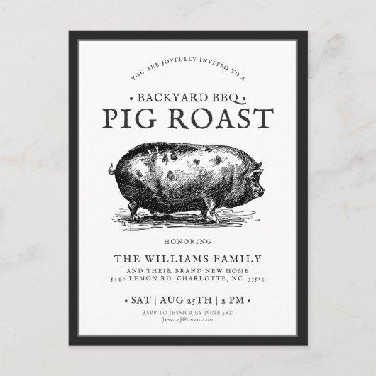 Minimale aangepaste uitnodiging voor pingroast BBQ (Voorkant)