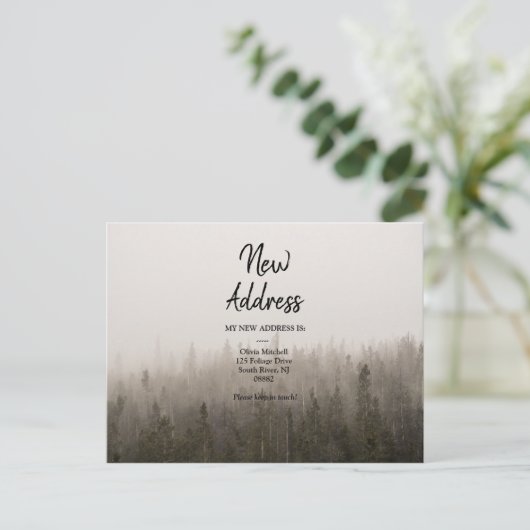 Minimale aankondiging bosmisty Landscape Briefkaart (Staand voorkant)