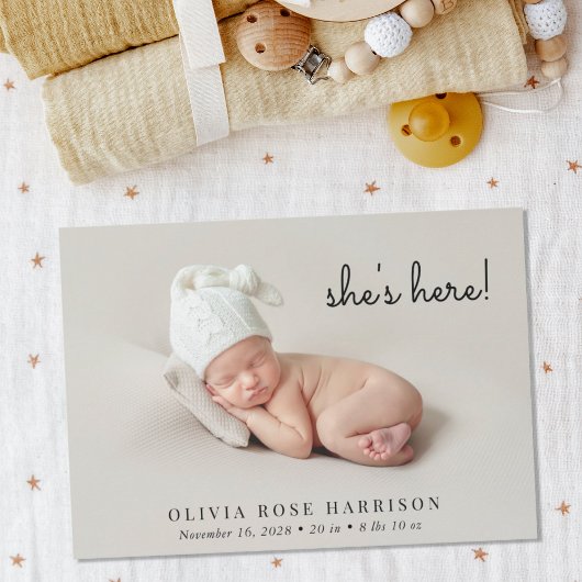 Minimale aankondiging geboorte van moderne fotocol