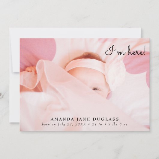 Minimale aankondiging geboorte van moderne fotocol (Voorkant)