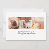 Minimale aankondiging geboorte van moderne fotocol (Achterkant)