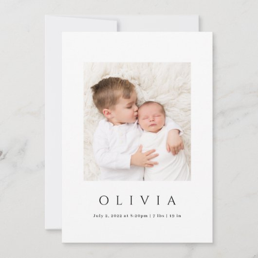 Minimale aankondiging van Baby-foto (Voorkant)