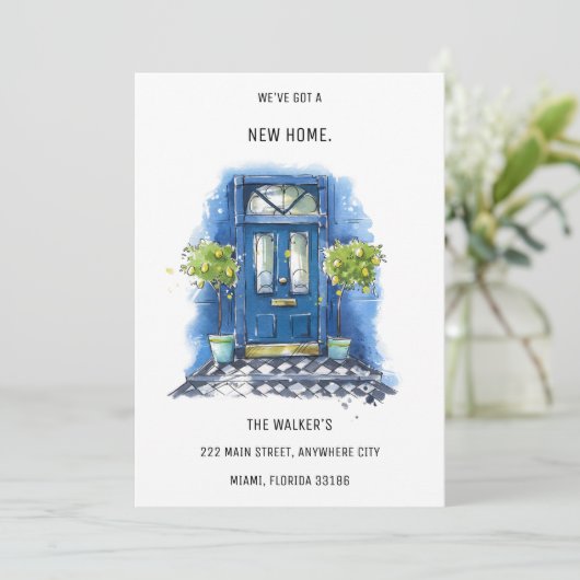 Minimale aankondiging van de blauwe deur van het H (Staand voorkant)