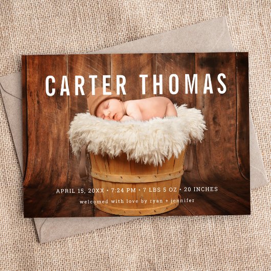 Minimale aankondiging van de geboorte van de Bekle